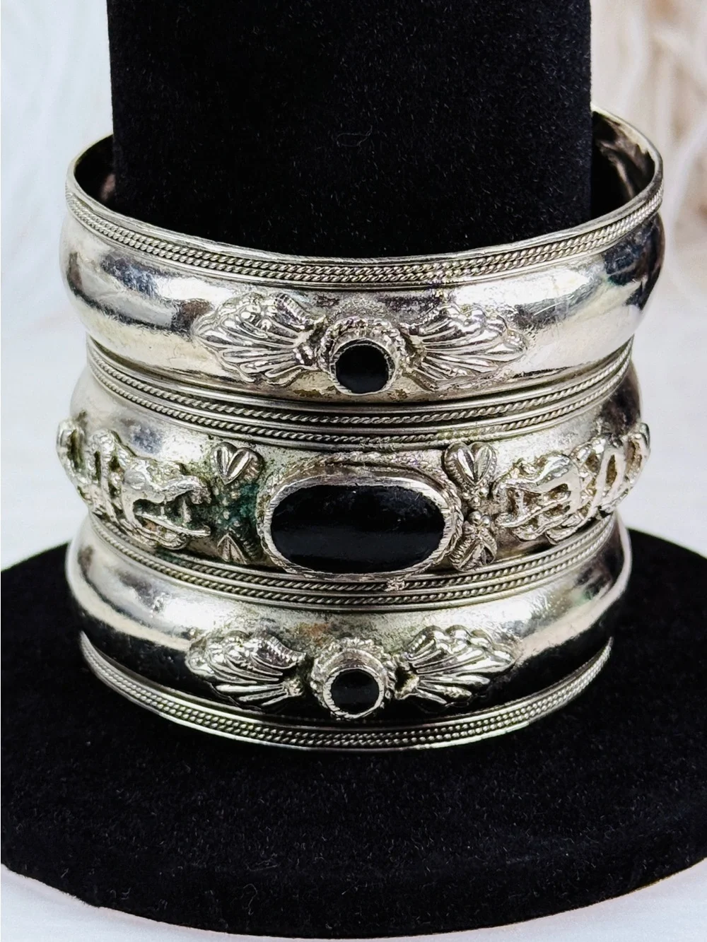 Bohemian chic, aged Silvertone, large, wide band, cuff bracelet
